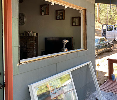 commercial storefront waiting for glass window install