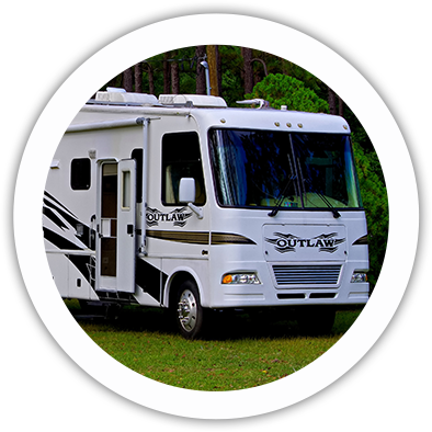 RV showing windshield glass repair